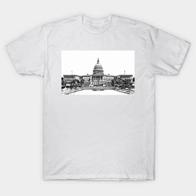 UNITED STATES CAPITOL (west front) - INK PAINTING .1 T-Shirt by lautir